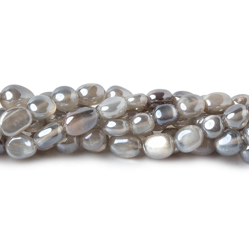 6mm Silver Mystic Platinum Grey Moonstone plain nuggets 16 inch 58 beads
