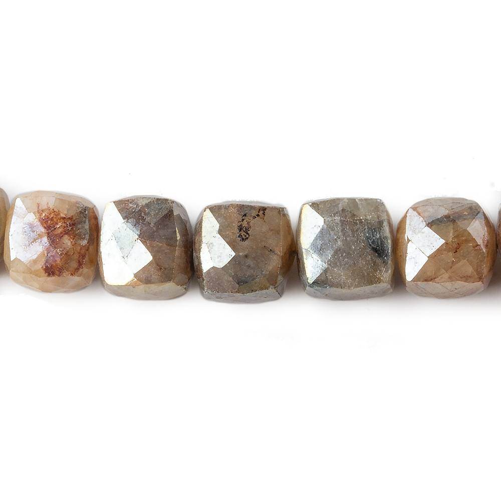 6x6mm Mystic Mocha Brown Sapphire faceted cube beads 8 inch 32 pieces