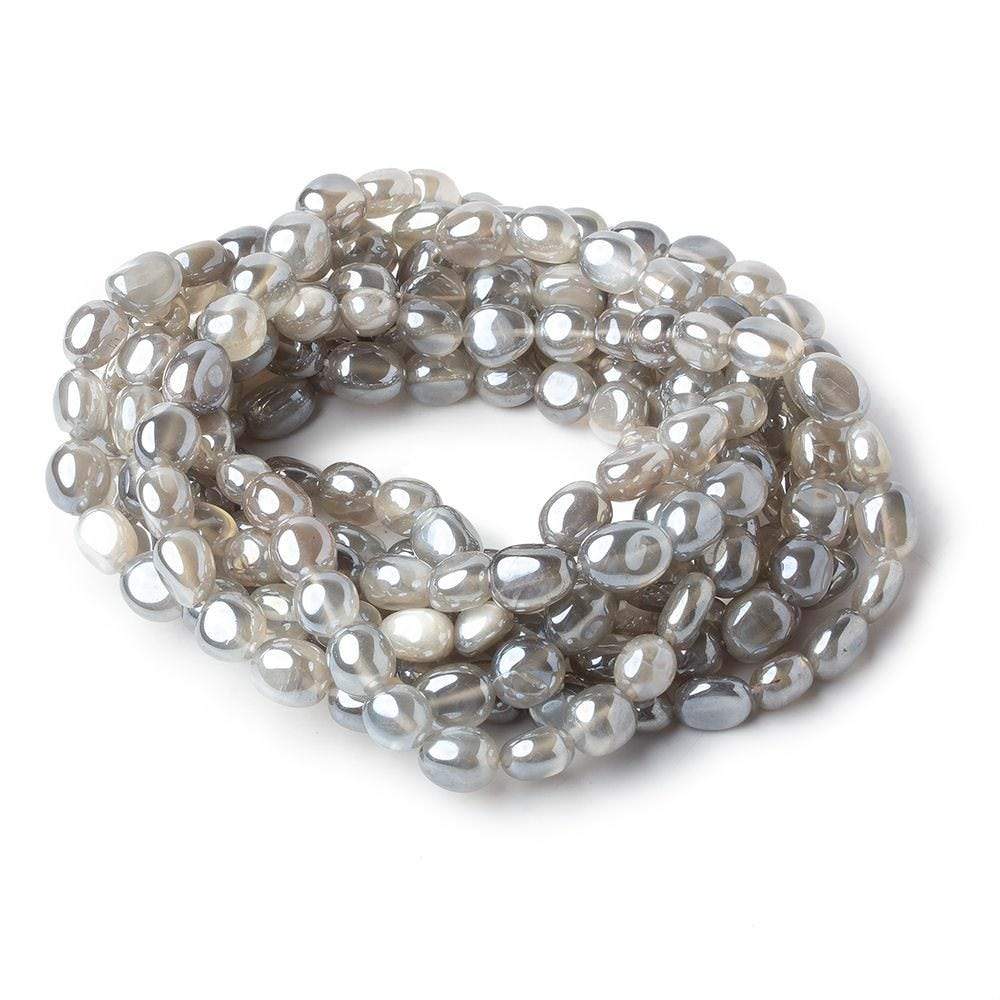 6x7-9x7mm Silver Mystic Platinum Grey Moonstone plain nuggets 16 inch 51 beads