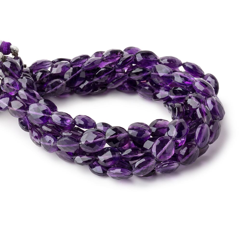 6x8-7x9mm Amethyst Straight Drill Faceted Oval Beads 8 inch 23 pieces