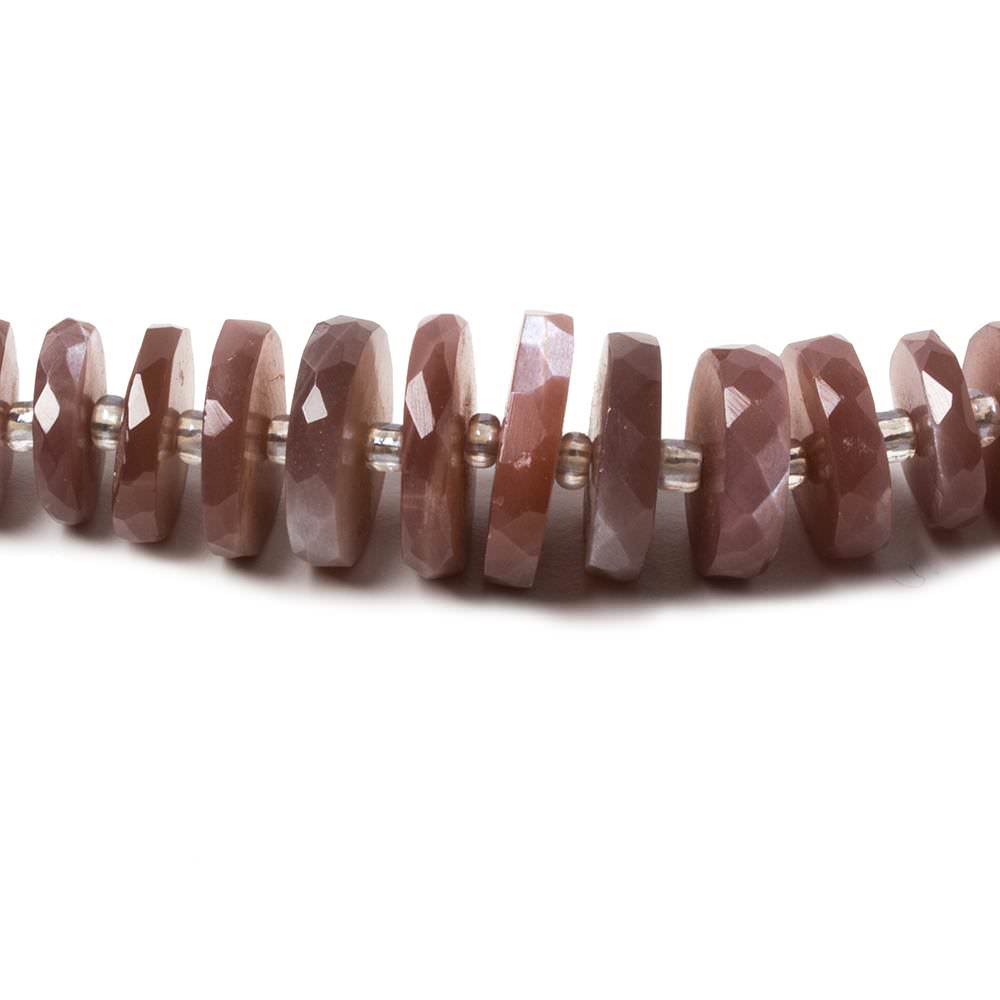 7-12.5mm Chocolate Moonstone faceted heshi beads 16 inch 88 pieces