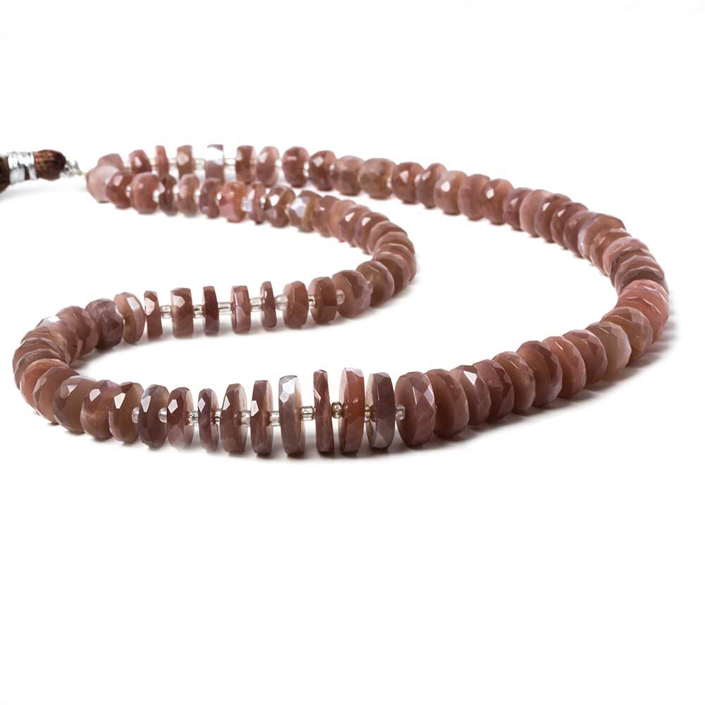 7-12.5mm Chocolate Moonstone faceted heshi beads 16 inch 88 pieces