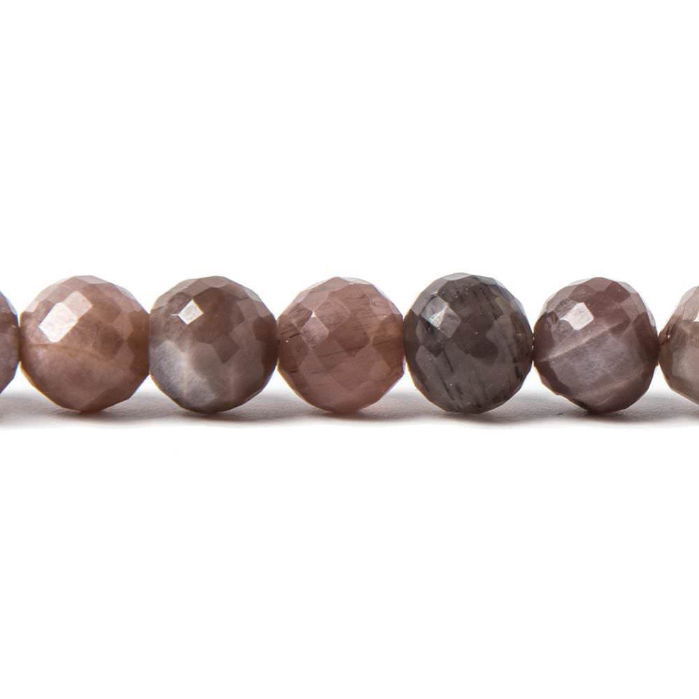 7-7.5mm Chocolate Moonstone faceted round beads 8 inch 28 pieces