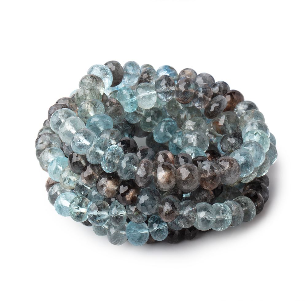 7-7.5mm Copper Moss Aquamarine Faceted Rondelle Beads 16 inch 74 pieces AAA