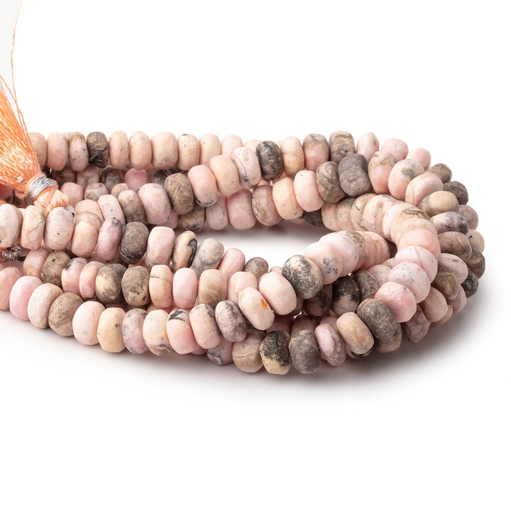 7-7.5mm Matte Rhodochrosite Plain Rondelles 7.5 inch 40 Beads