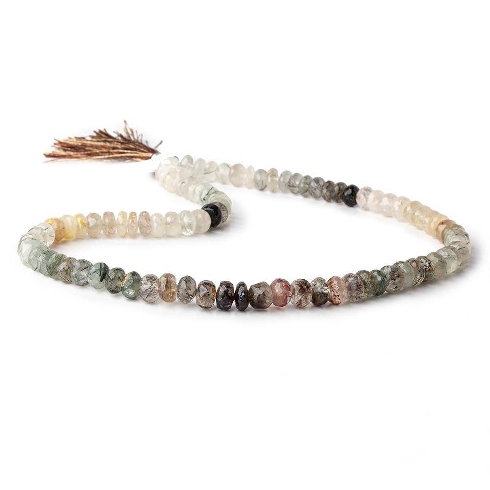 7mm Multi Rutilated Quartz faceted rondelle Beads 15.5 inch 80 pieces