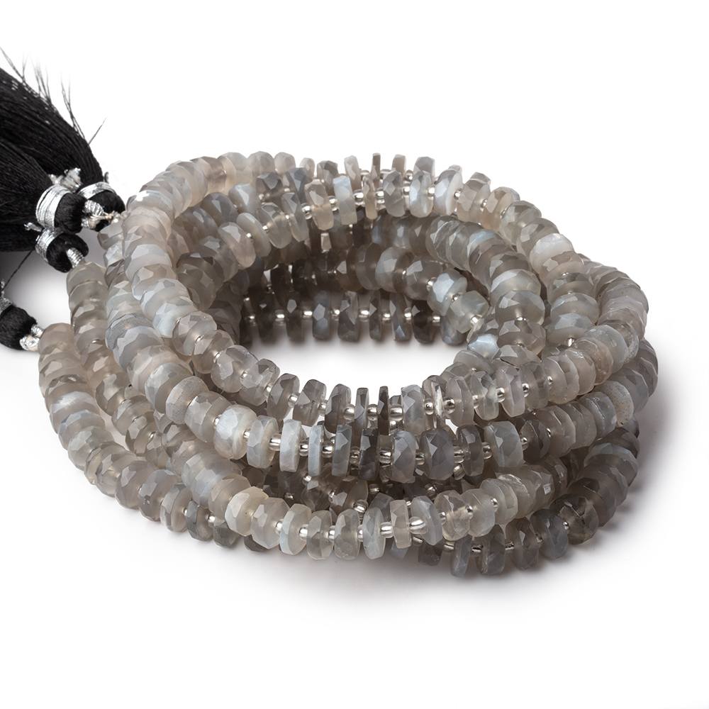 7-7.5mm Platinum Grey Moonstone Faceted Heishi Beads 16 inch 98 pieces