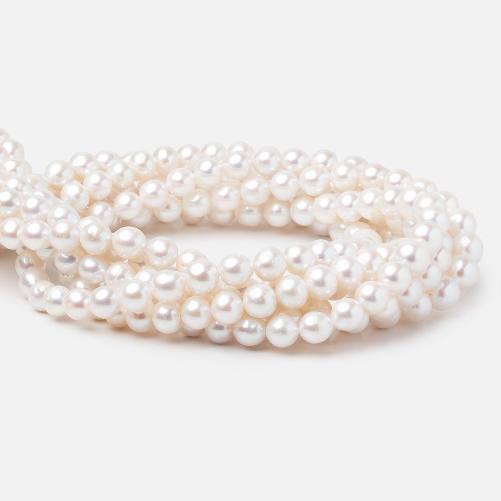 7-8.5mm Off White Chinese Akoya Saltwater Pearls 15.5 inch 50 pieces A