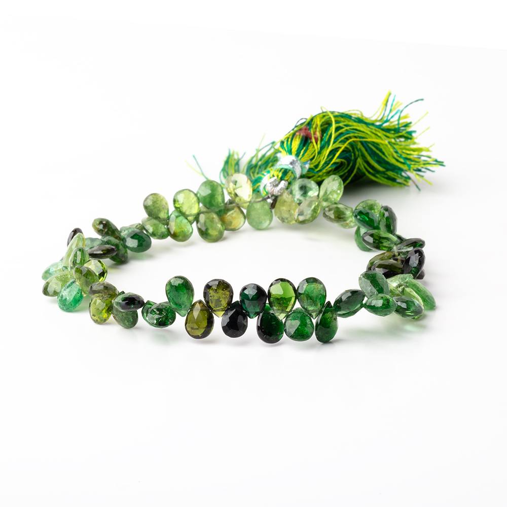 7-8mm Chrome Tourmaline Faceted Pear Beads 8 inch 68 pieces AA