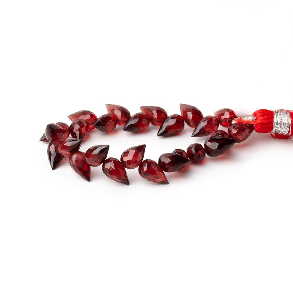7-8mm Garnet Shoulder Drill Faceted Tear Drop 4 inch 22 Beads