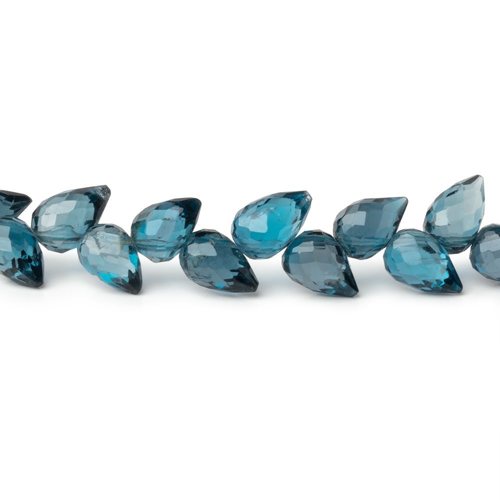 7-8mm London Blue Topaz Shoulder Drill Tear Drop 4 inch 24 Beads AAA