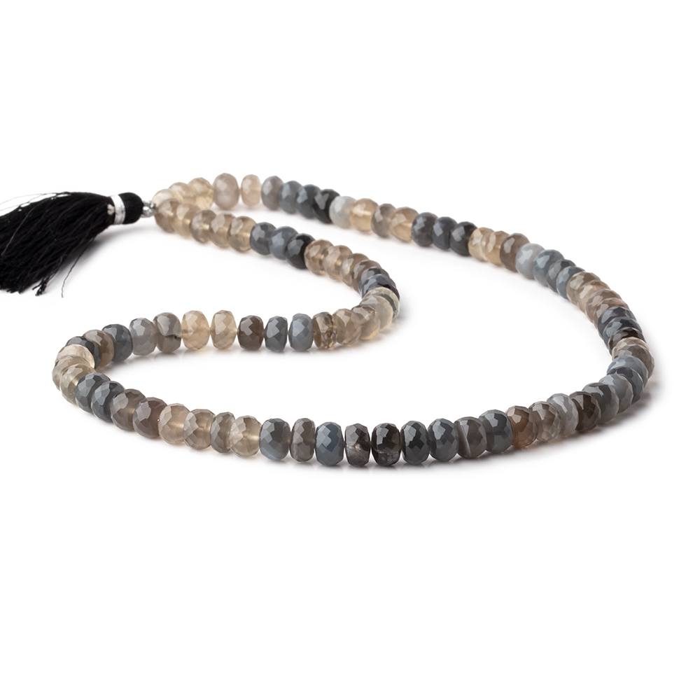 7-8mm Platinum Grey Moonstone Faceted Rondelle Beads 18 inch 70 pieces