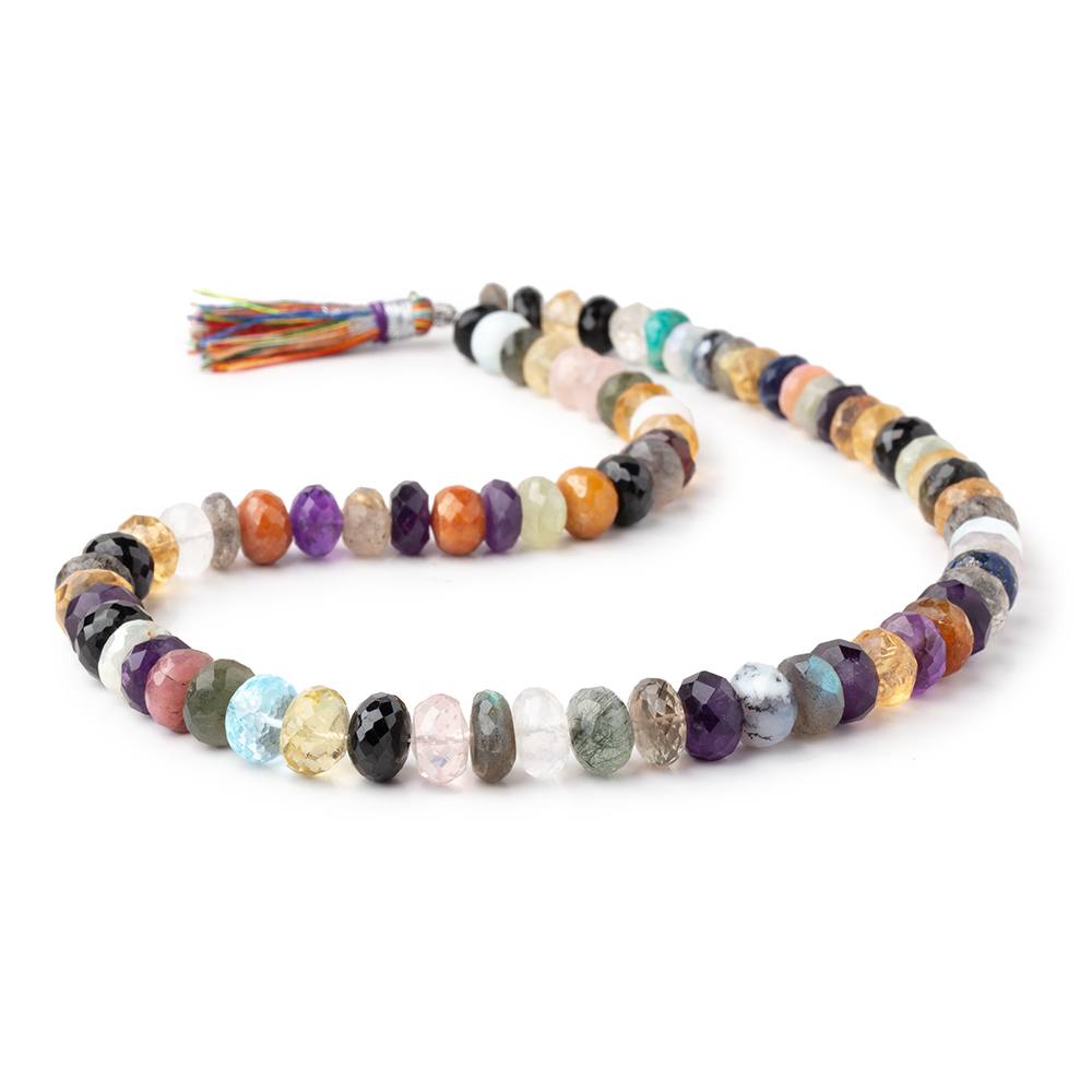 7-9.5mm Multi Gemstone Faceted Rondelle Beads 15 inch 70 pieces