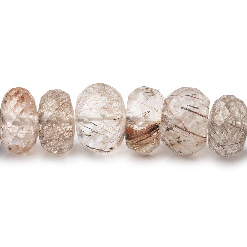 7-9mm Rutilated Quartz Faceted Rondelle Beads 18 inch 78 pieces