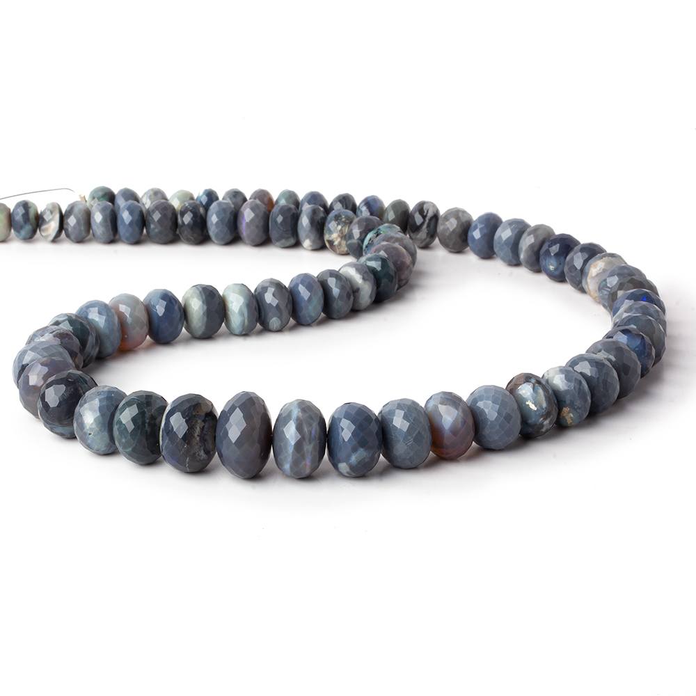 7.5-13.5mm Blue Grey Australian Opal faceted rondelle beads 18 inch 71 pieces
