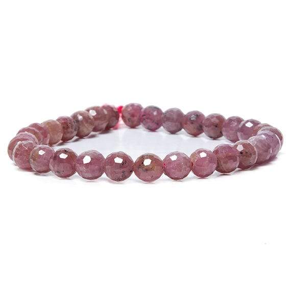 7.5-8mm Multi Color Sapphire and Ruby Faceted Round Beads 49 pieces 15.5 inch