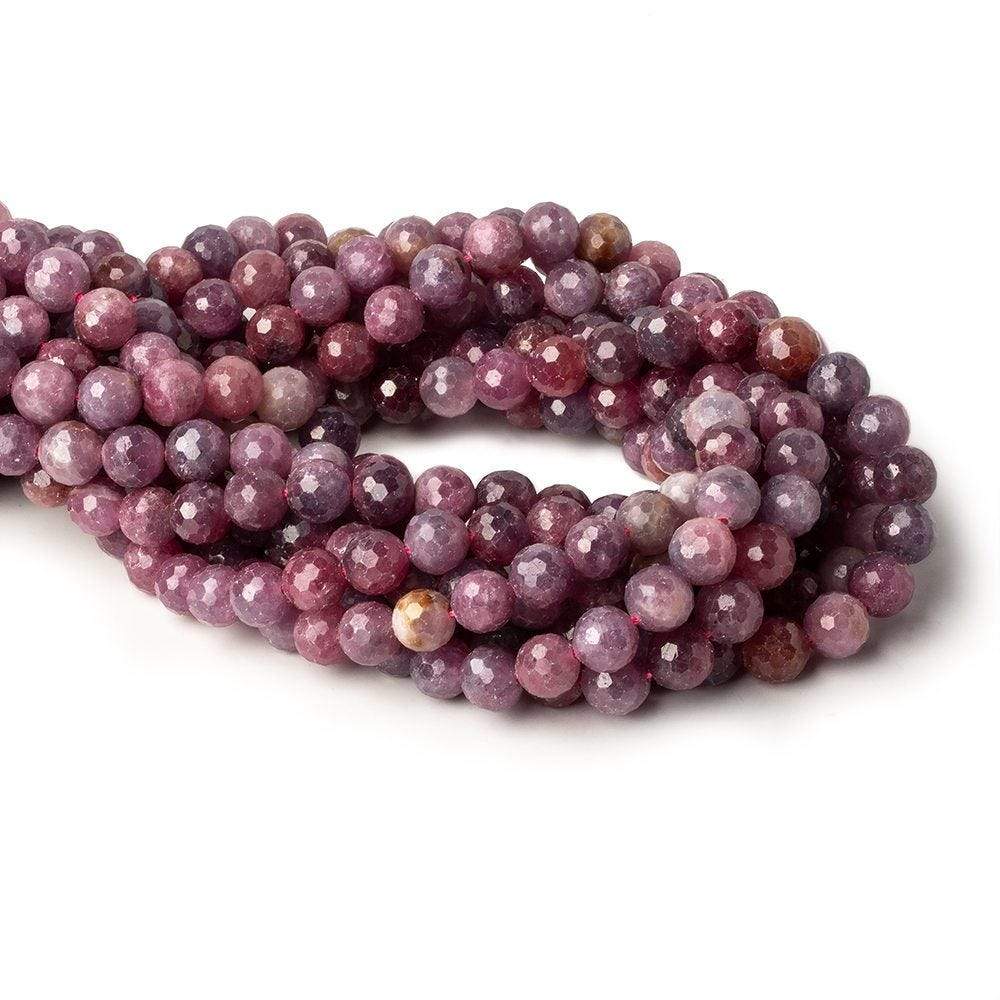 7.5mm Multi Color Sapphire and Ruby Faceted Round Beads 51 pieces 15.5 inch