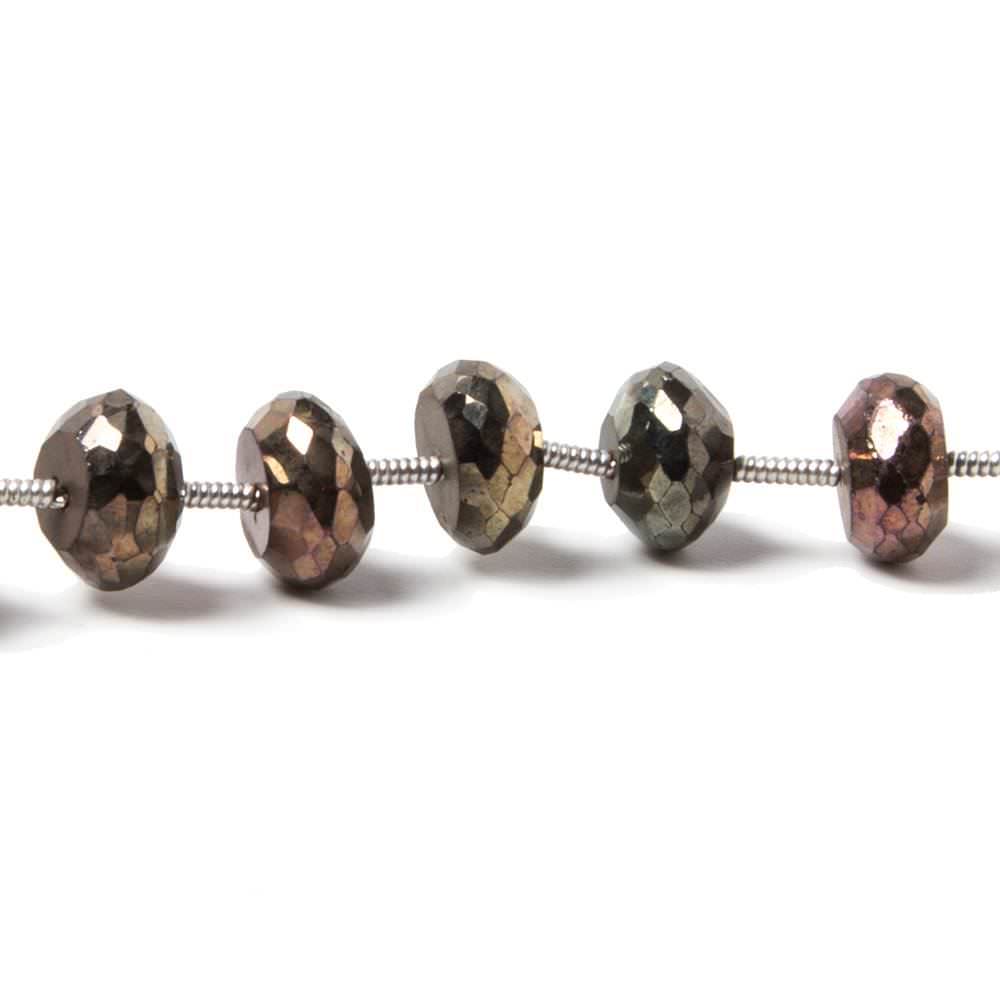 7.5mm Mystic Rose Golden Black Spinel faceted rondelles 7.5 inch 21 beads