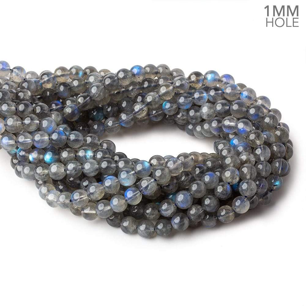 7.5mm Neon Blue flash Labradorite plain rounds 15 inch 52 beads AA