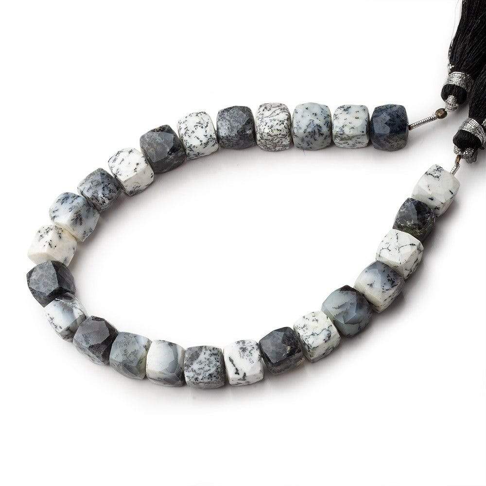 7.5x7.5-8x8mm Dendritic Opal faceted cube beads 8 inch 25 pieces AA