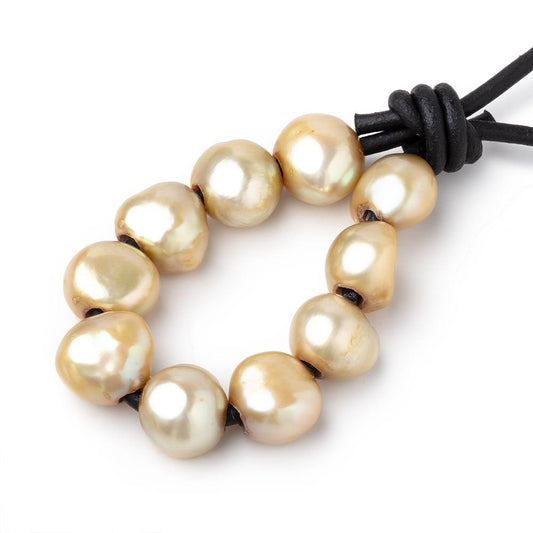 10-11.5mm Lemon Grass Large Hole Baroque Pearls Set of 10