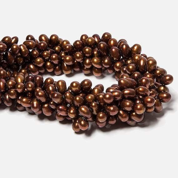 7x5-9x6mm Bronze Top Drilled Oval Freshwater Pearls 15 inch 75 pieces
