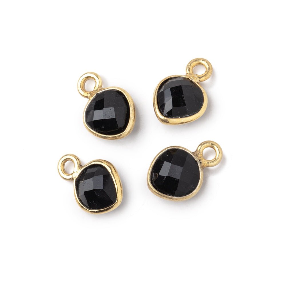 7mm Bezel Set Black Onyx Faceted Heart Set of 4 Pendants