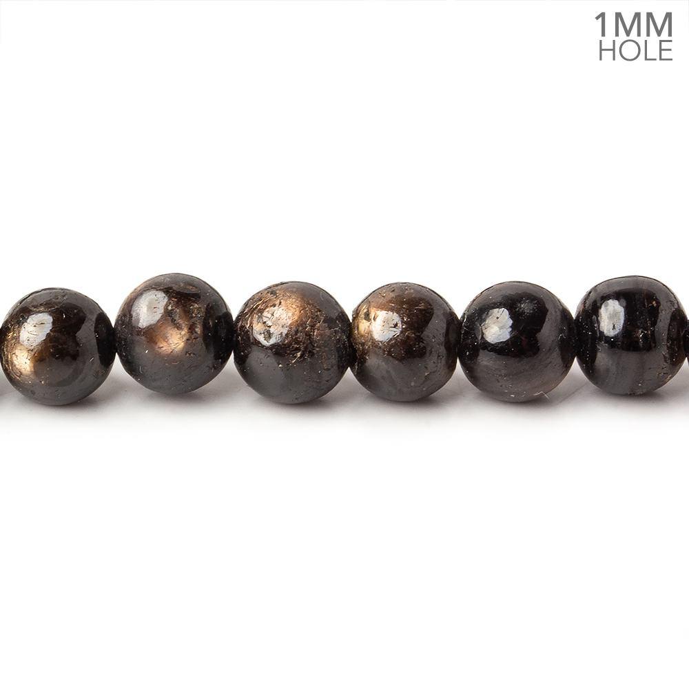 7-7.5mm Golden Sheen Chocolate Sapphire Large hole Plain Rounds 16 inch 56 beads A