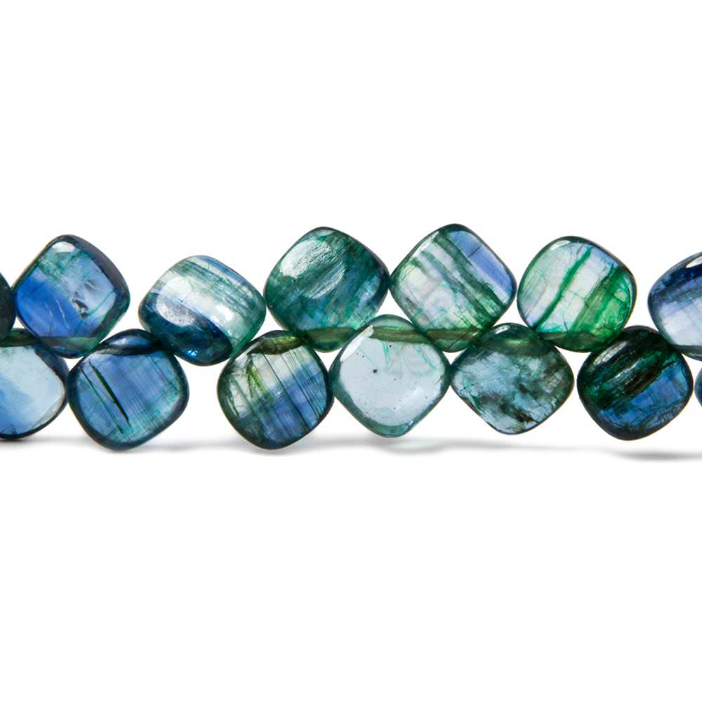 7mm Green & Blue Kyanite plain pillow beads 8 inch 55 pieces AA