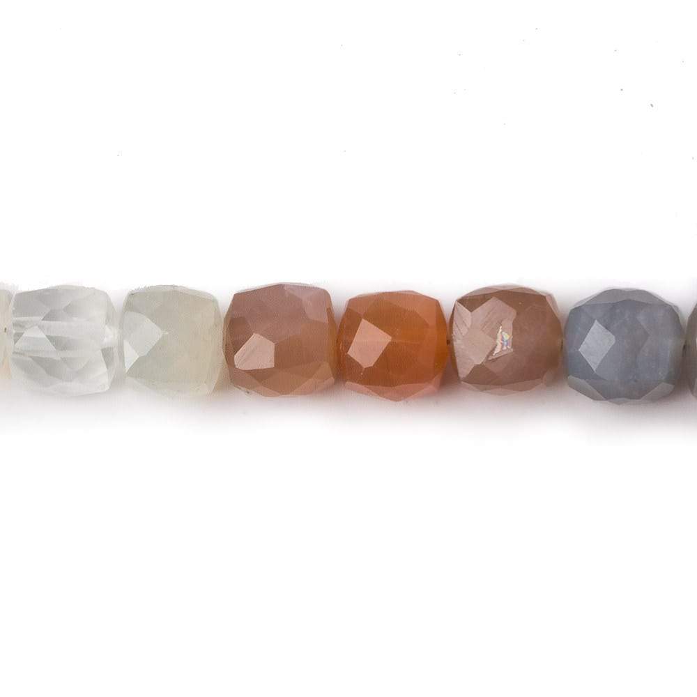 7.5mm Multi Color Moonstone Faceted Cube 8 inch 28 pcs