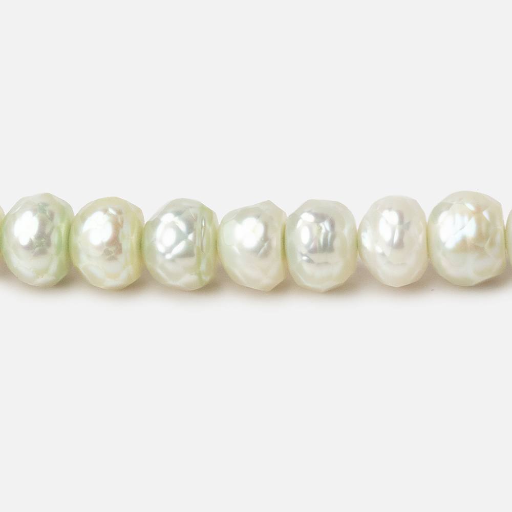 7mm Pale Mint Faceted Button Freshwater Pearls 16 inch 84 pieces