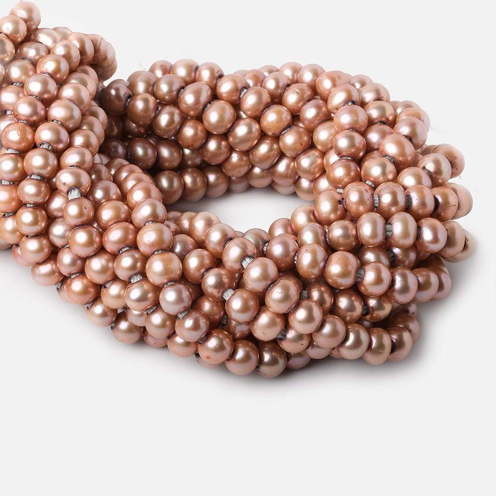 7mm Salmon Large Hole Off Round Freshwater Pearls 15 inches 65 pieces