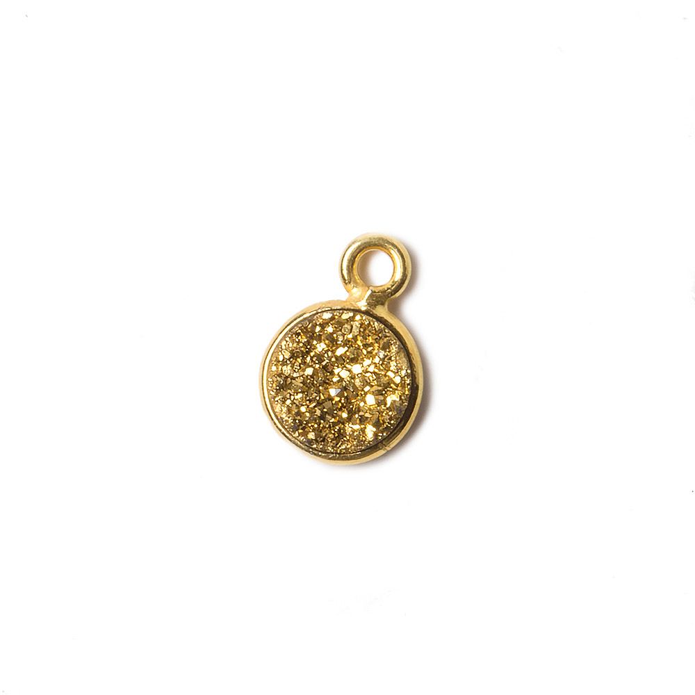 7mm Vermeil Bezel Metallic Gold Drusy Coin Pendant Set of 4 Pieces