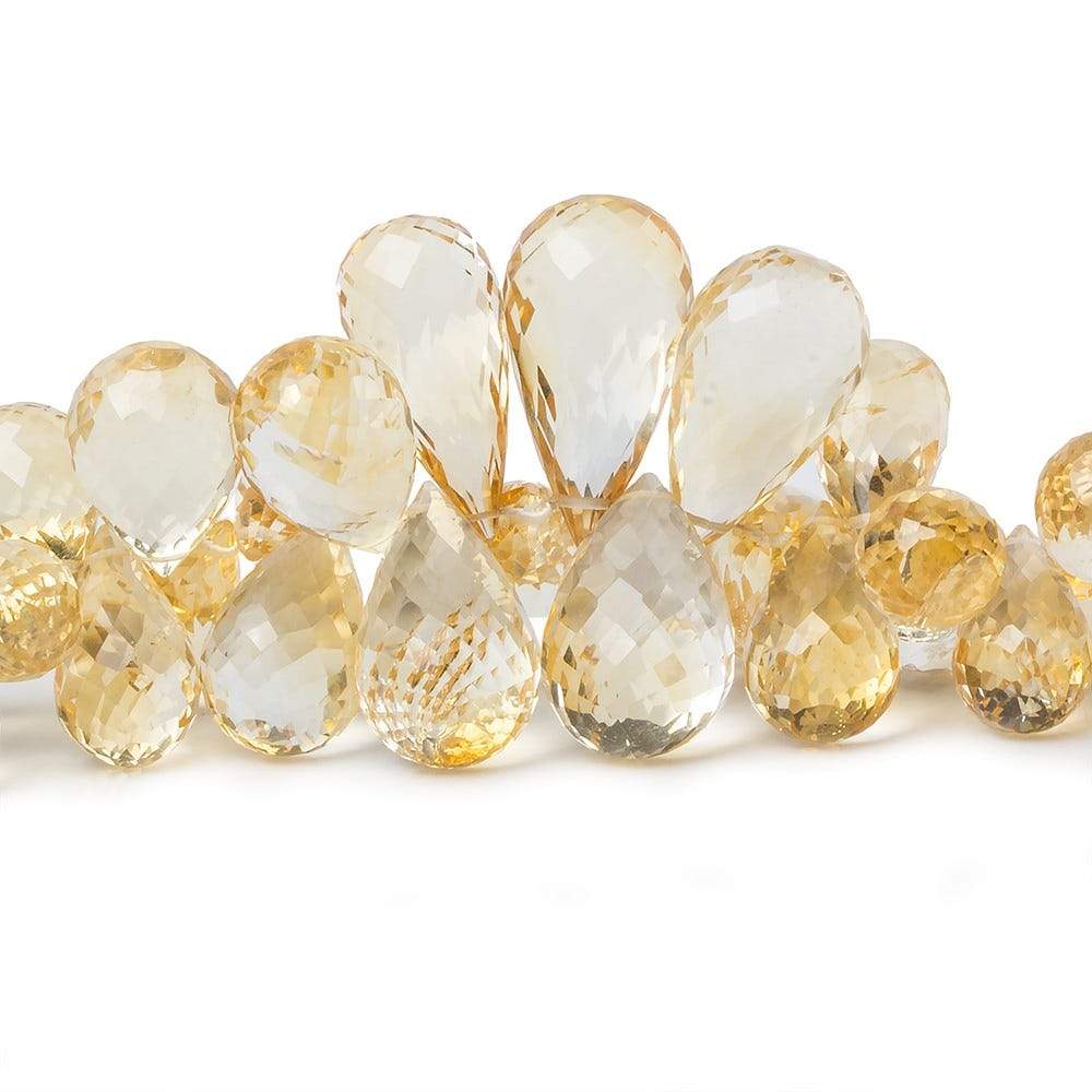 5x9-11x18mm Citrine Faceted Tear Drop Briolette Beads 8.5 inch 65 pieces