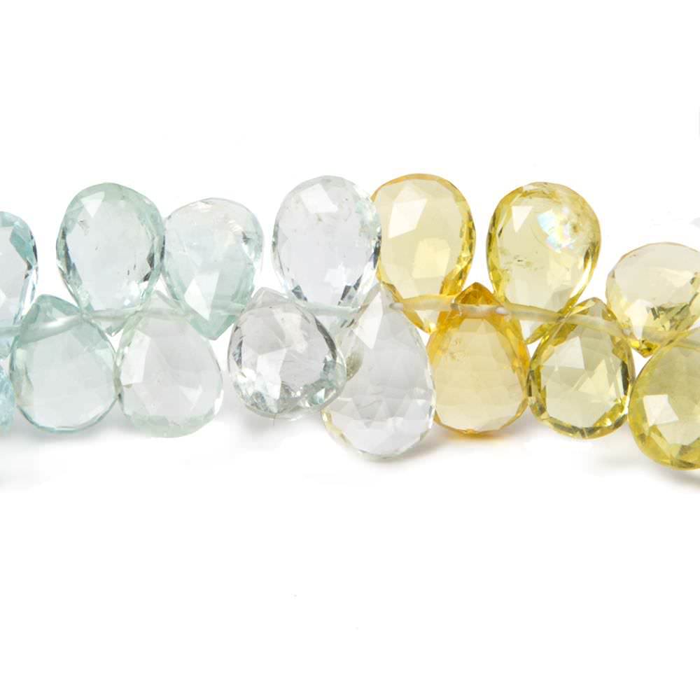 7x5-10x7mm Multi Beryl faceted pear beads 7.5 inches 74 pieces AAA