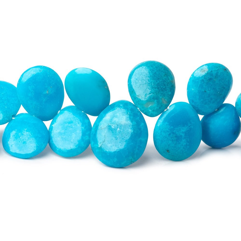 7x5-12x10mm Sleeping Beauty Turquoise Plain Pear Beads 8 inch 46 pieces AA
