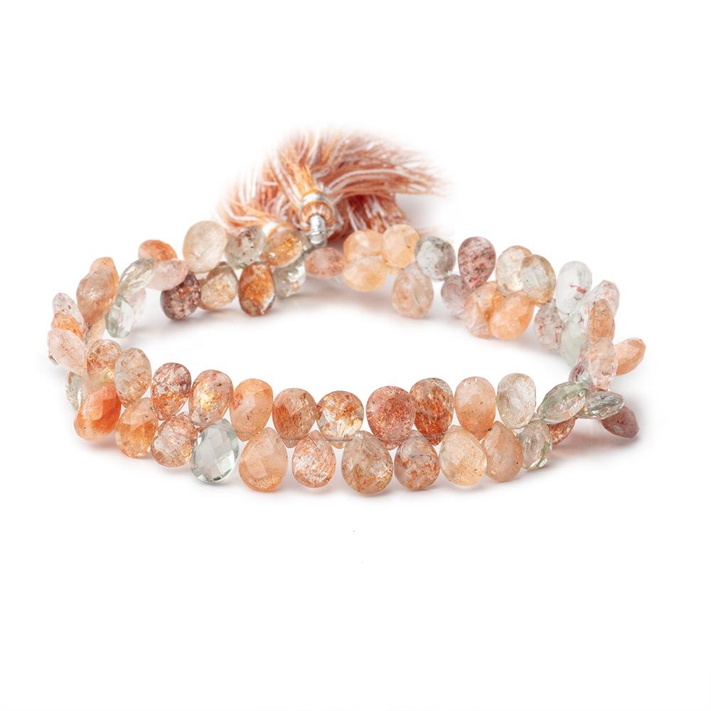 7x5-9x6mm Multi Color Sunstone Faceted Pear Beads 7.5 inch 66 pieces
