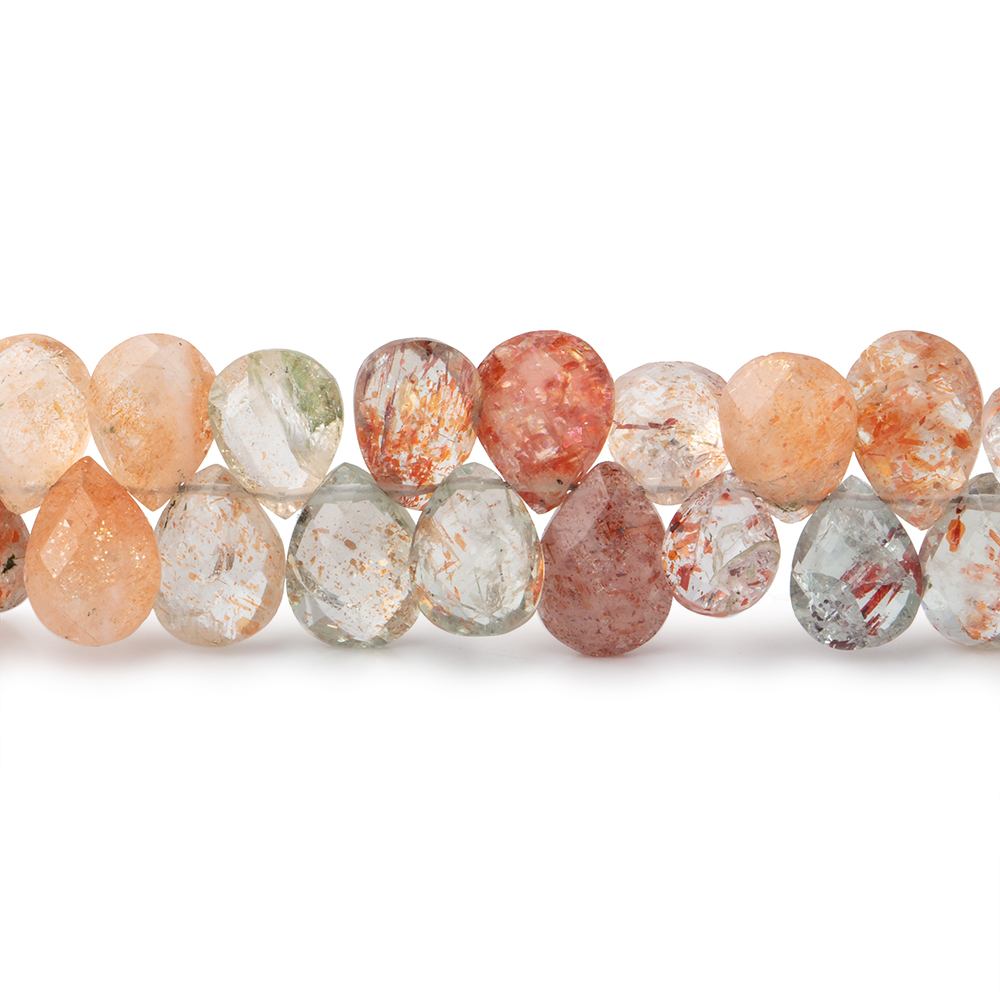 7x5-9x6mm Multi Color Sunstone Faceted Pear Beads 7.5 inch 66 pieces