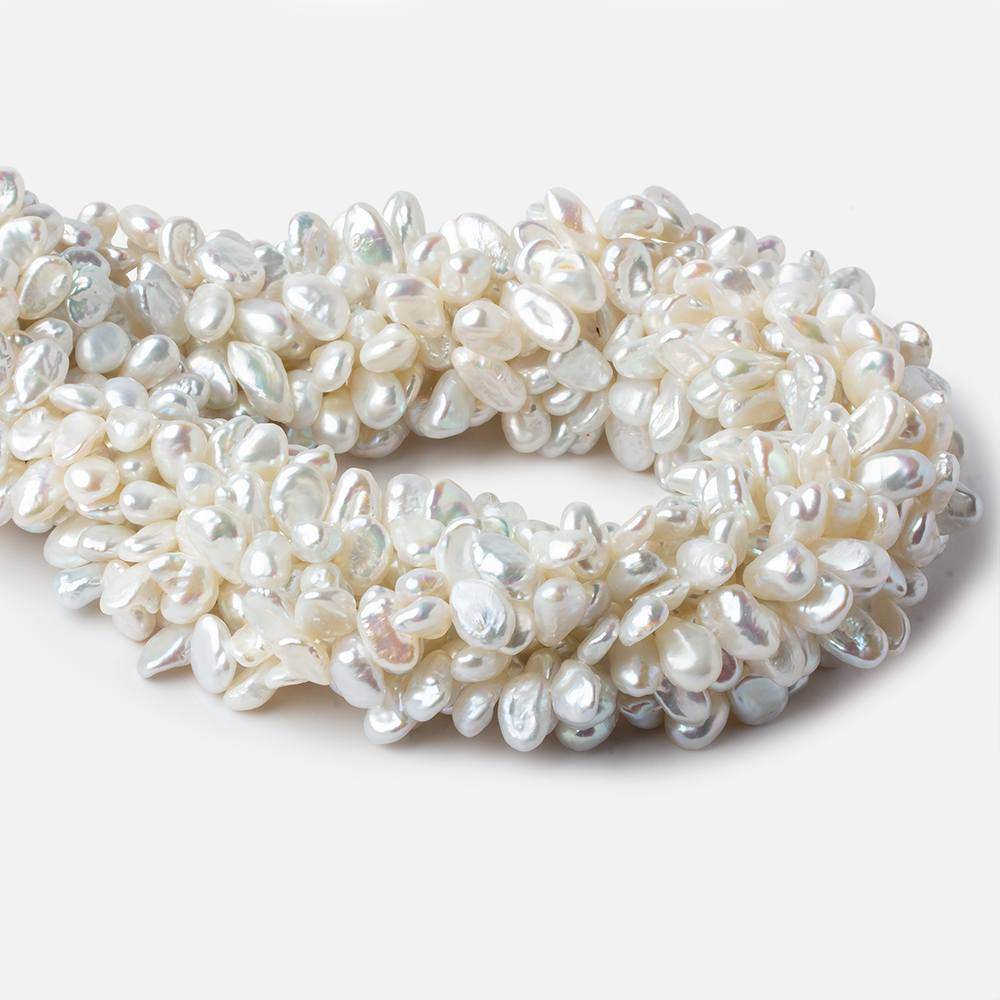 7x5-9x6mm White Top Drilled Keshi Freshwater Pearl 16 inch 74 pieces