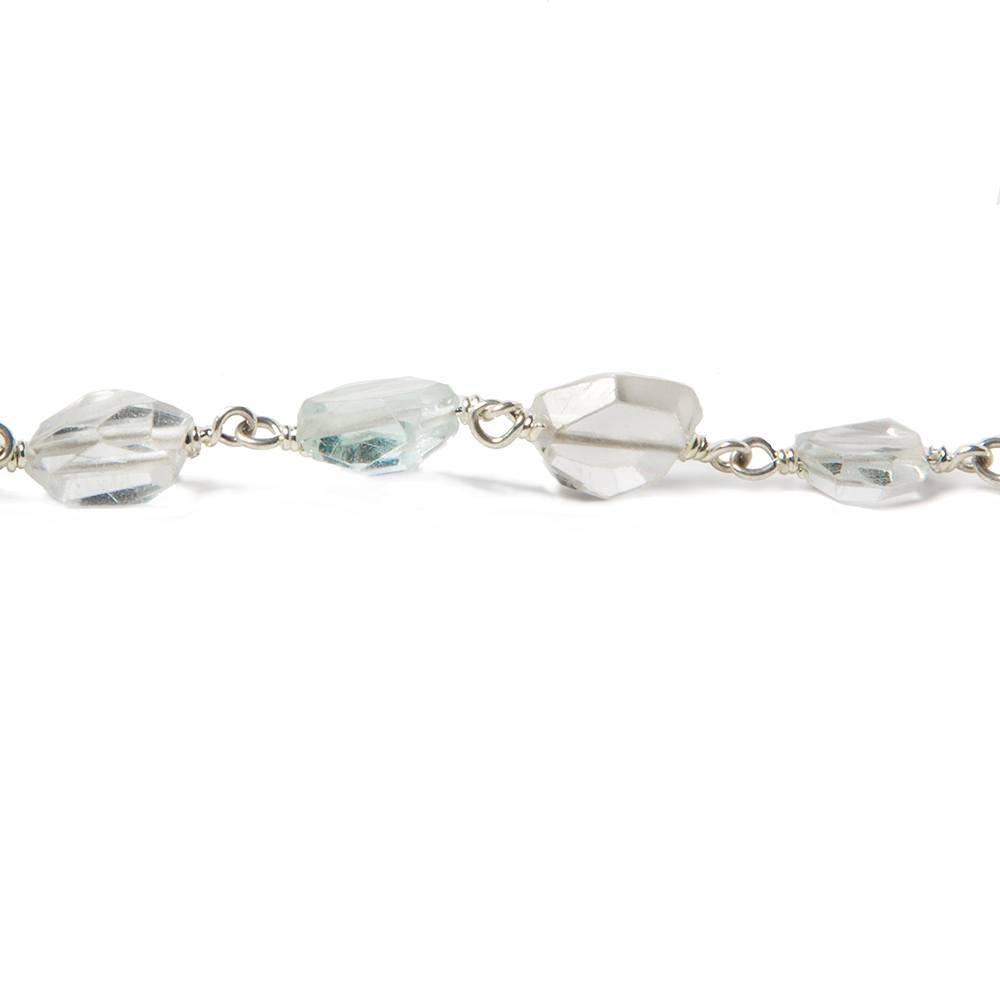 7x5-9x7mm Aquamarine & White Beryl faceted nugget Sterling Silver Chain