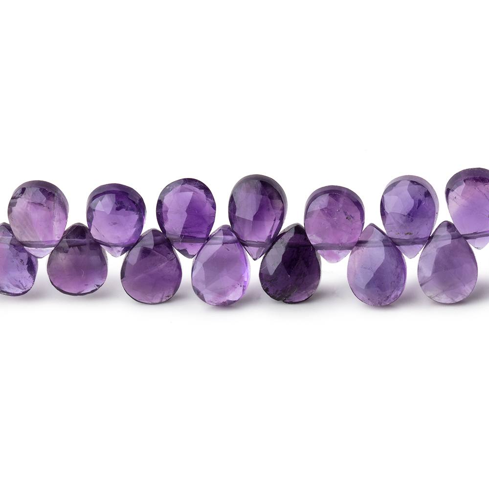 7x5mm Amethyst Faceted Pear Beads 8 inch 64 pieces
