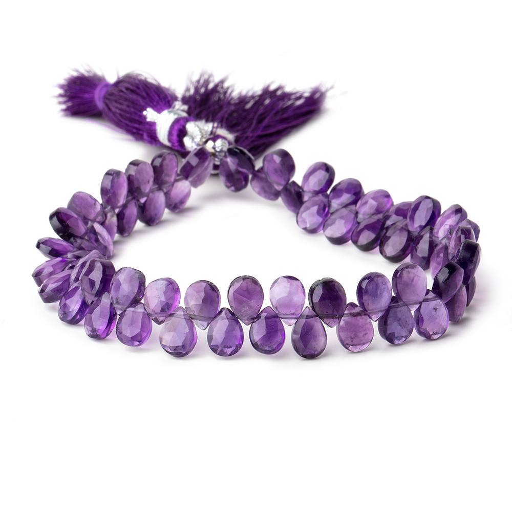 7x5mm Amethyst Faceted Pear Beads 8 inch 64 pieces