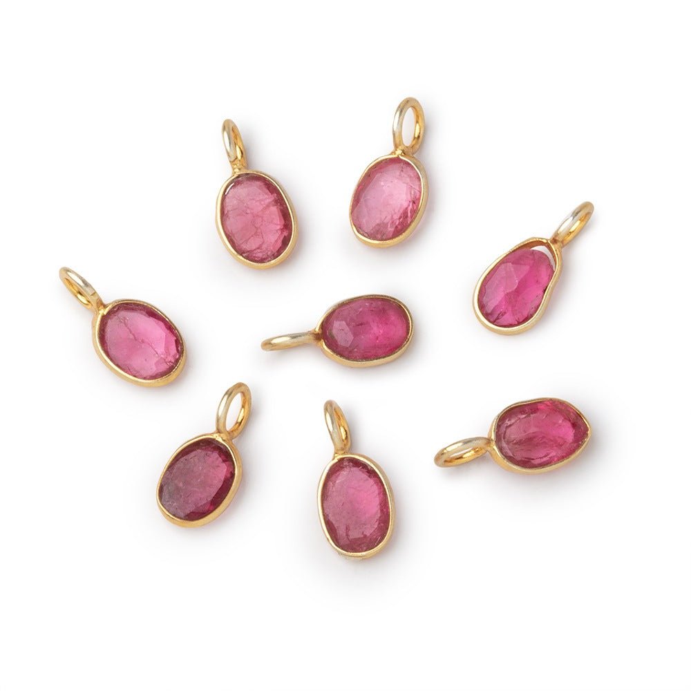 7x5mm Vermeil Bezel Pink Tourmaline Rose Cut Oval Pendant 1 piece