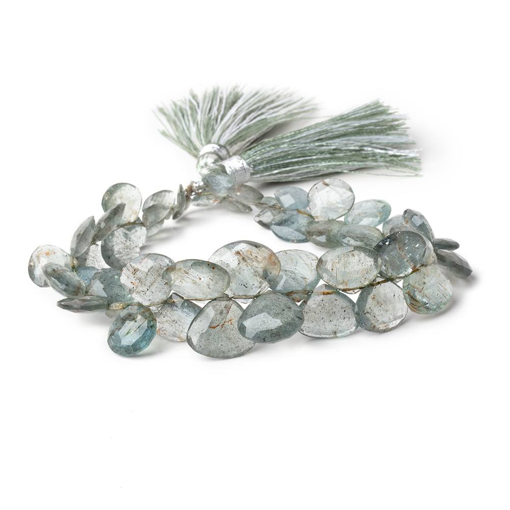 7x6-13x13mm Moss Aquamarine Faceted Heart & Fan Beads 8 inch 50 pieces AA