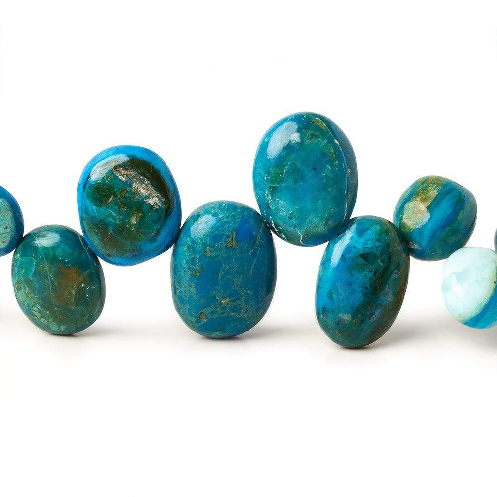 7x6-13x10mm Blue Peruvian Opalina top drilled plain oval beads 18 inch 70 pieces AAA