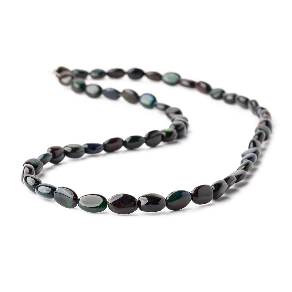 7x6-9x6mm Black Ethiopian Opal Plain Oval Beads 16 inch 55 pieces AAA