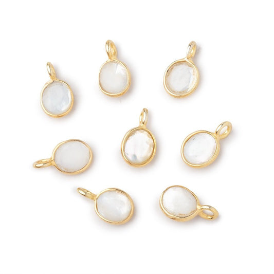 7x6mm Vermeil Bezel Mother of Pearl Rose Cut Oval Pendant 1 piece