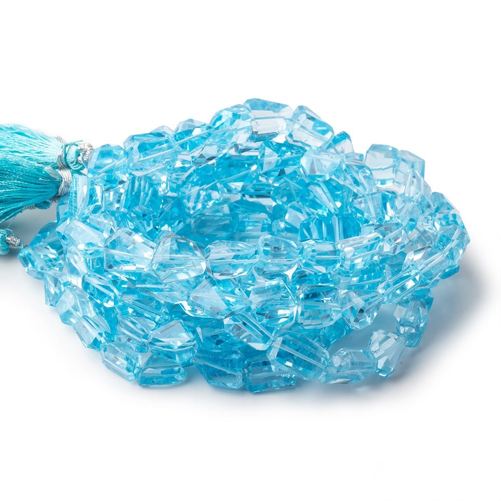 7x7-12x9mm Swiss Blue Topaz Faceted Nugget Beads 16 inch 38 pieces AA