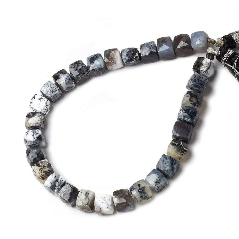 8mm Dendritic Opal faceted cube beads 8inch 25 pieces AA