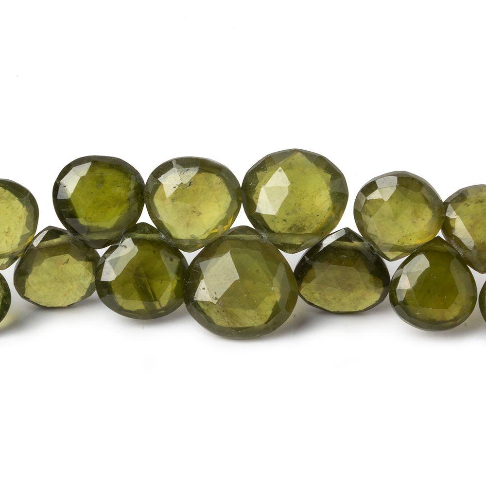 7x7mm - 11x11mm Idocrase Faceted Heart Briolette 8 inch 47 beads AAA